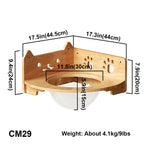Corner Cat Wall Bubble Perch with Clear Bowl and Rubberwood Frame for Elevated Indoor Resting