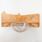 Corner Cat Wall Bubble Perch with Clear Bowl and Rubberwood Frame for Elevated Indoor Resting