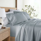 Cotton Bed Sheet Set in 100% Long Staple Cotton, Washed and Brushed for a Soft Feel at Bedtime