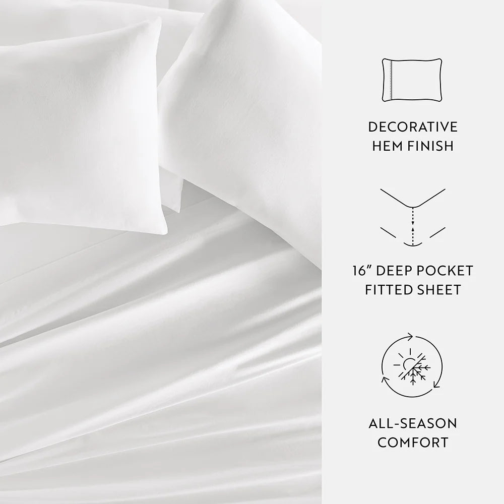 Cotton Bed Sheet Set in 100% Long Staple Cotton, Washed and Brushed for a Soft Feel at Bedtime
