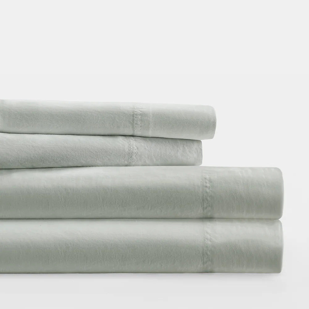 Cotton Bed Sheet Set in 100% Long Staple Cotton, Washed and Brushed for a Soft Feel at Bedtime