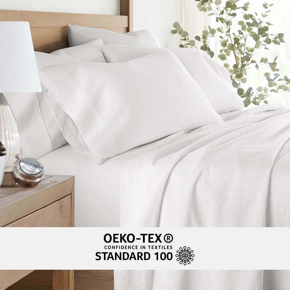 Cotton Bed Sheet Set in 100% Long Staple Cotton, Washed and Brushed for a Soft Feel at Bedtime