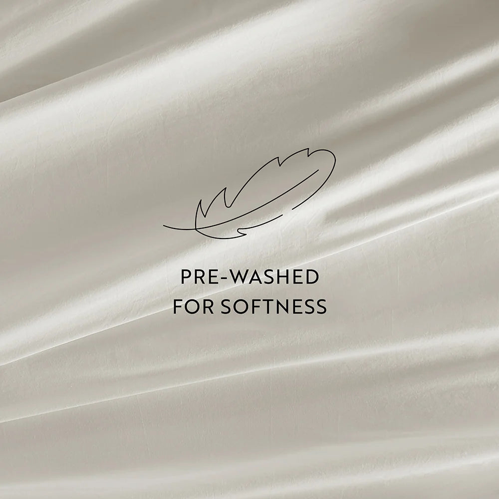 Cotton Bed Sheet Set in 100% Long Staple Cotton, Washed and Brushed for a Soft Feel at Bedtime