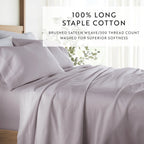 Cotton Bed Sheet Set in 100% Long Staple Cotton, Washed and Brushed for a Soft Feel at Bedtime