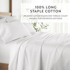 Cotton Bed Sheet Set in 100% Long Staple Cotton, Washed and Brushed for a Soft Feel at Bedtime