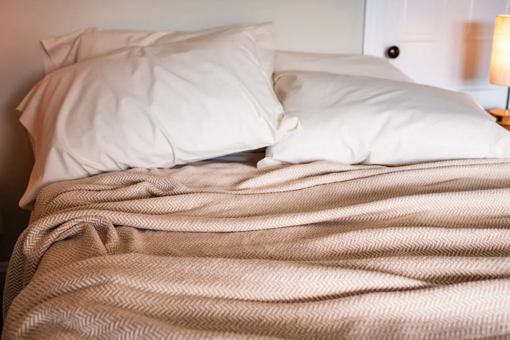 Cotton Herringbone Blanket for Bed or Sofa, Soft All-Season Layer in Throw, Twin, Full, Queen and King Sizes