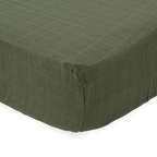 Cotton Muslin Crib Sheet in Fern Green