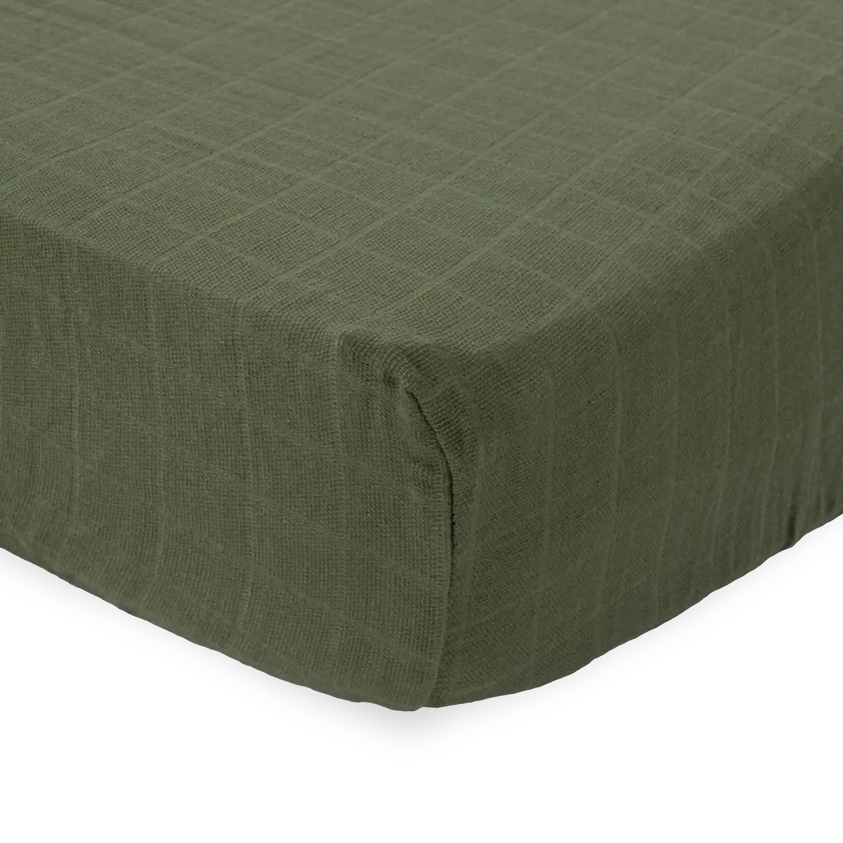 Cotton Muslin Crib Sheet in Fern Green
