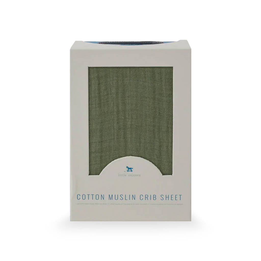 Cotton Muslin Crib Sheet in Fern Green