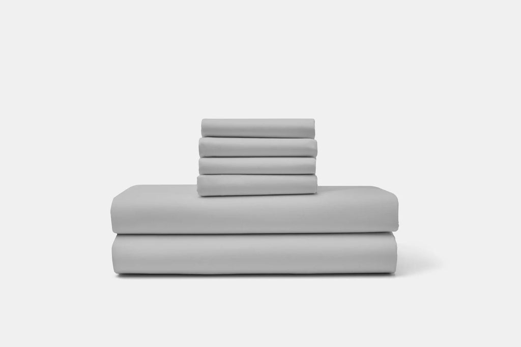 Cotton Percale Bed Sheet Set, Renewed from Gently Used Sheets Through Cleaning and — King with King Pillowcases / Steel Grey