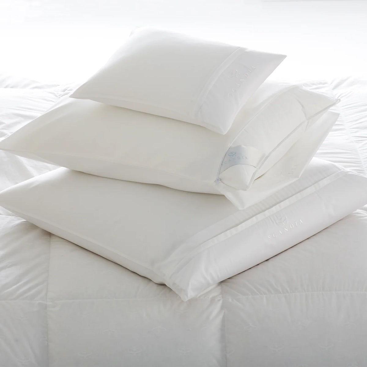 Cotton Sateen Pillow Protectors in White — Boudoir / White / Euro / White / Standard / White / Queen / White / King / White