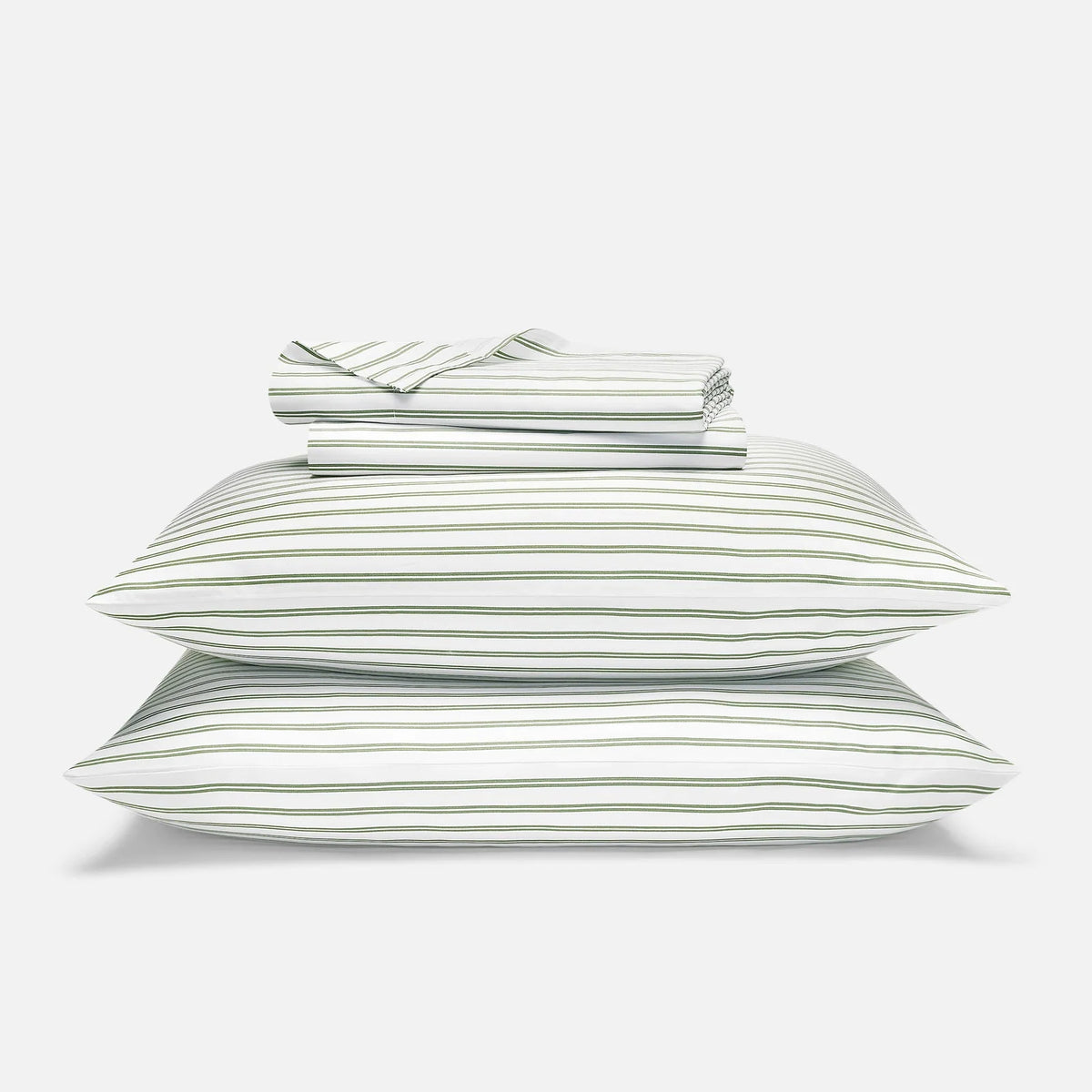Cotton Sateen Sheet — Tandem Stripe in Fresh Moss / Twin / Tandem Stripe in Fresh Moss / Twin XL / Tandem Stripe in Fresh Mos
