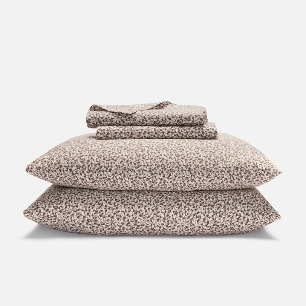 Cotton Sateen Sheet — Blooming Fields in Mahogany / Twin / Blooming Fields in Mahogany / Twin XL / Blooming Fields in Mahogan