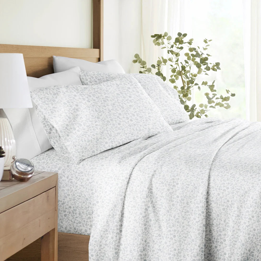 Cotton Sheet Set in Rustic Jacobean Style, 4-Piece Long Staple