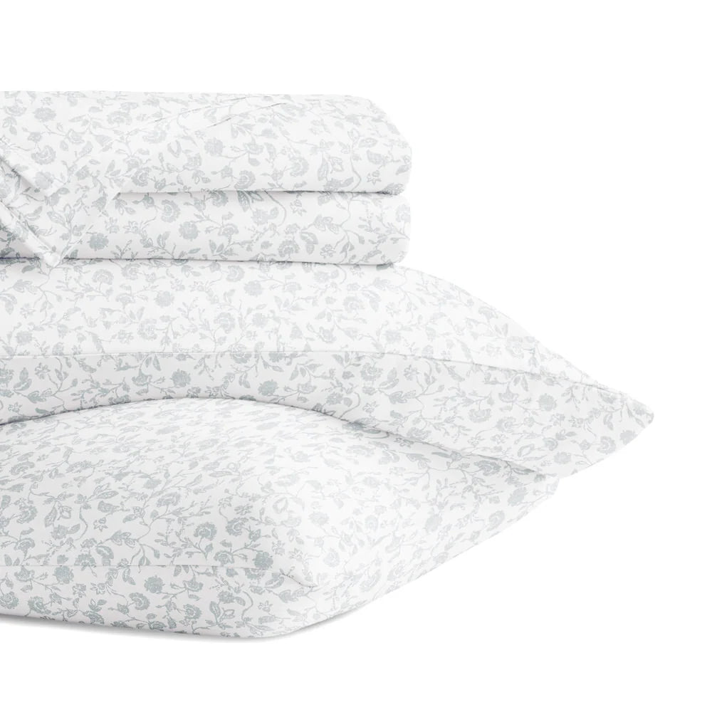 Cotton Sheet Set in Rustic Jacobean Style, 4-Piece Long Staple