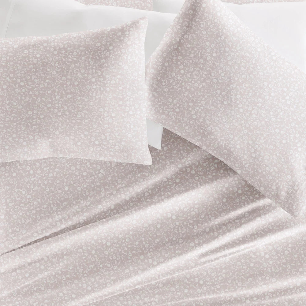 Cotton Sheet Set in Rustic Jacobean Style, 4-Piece Long Staple