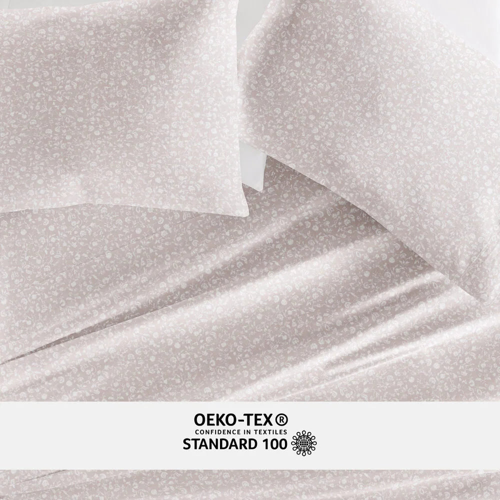 Cotton Sheet Set in Rustic Jacobean Style, 4-Piece Long Staple