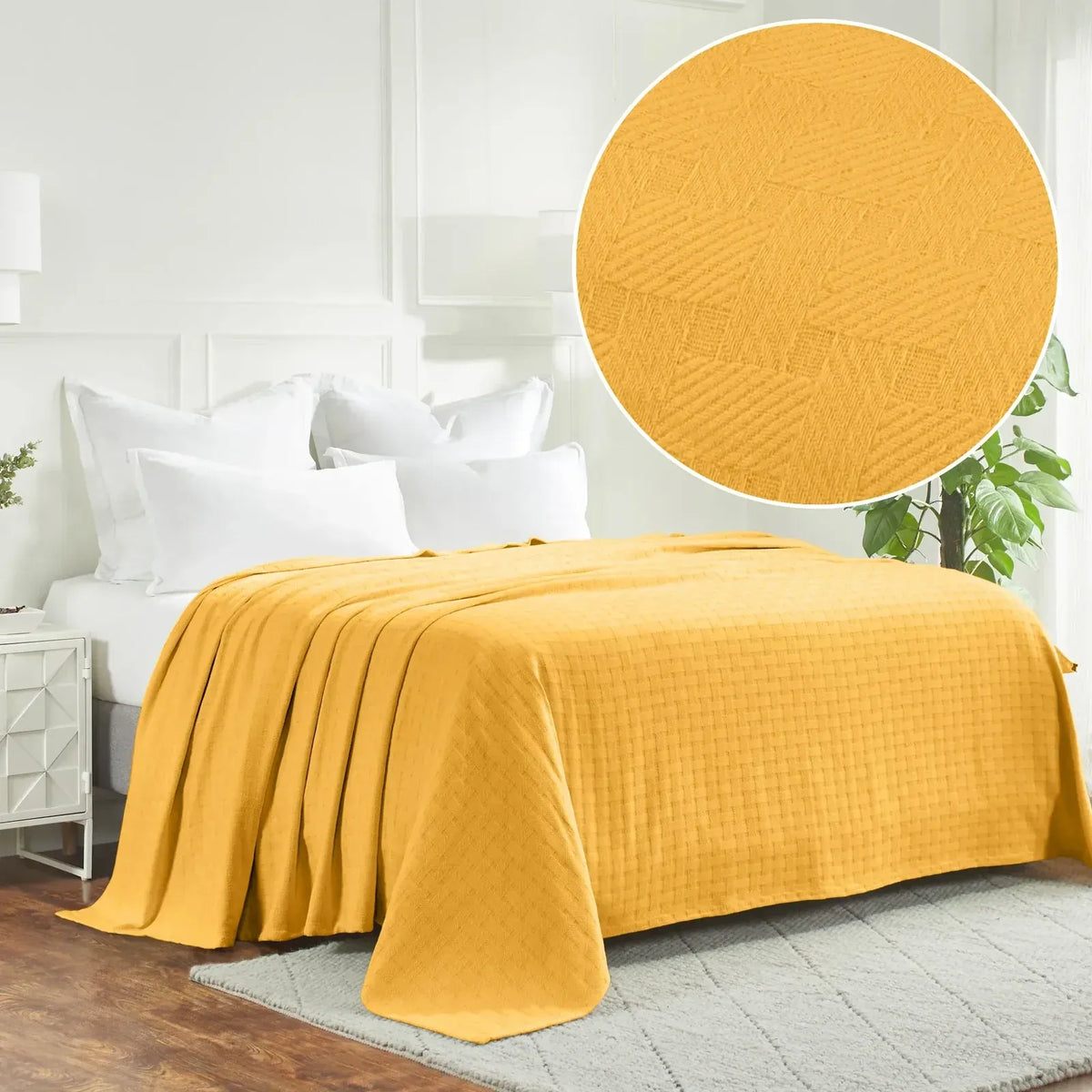 Cotton Thermal Blanket in Soft Basketweave