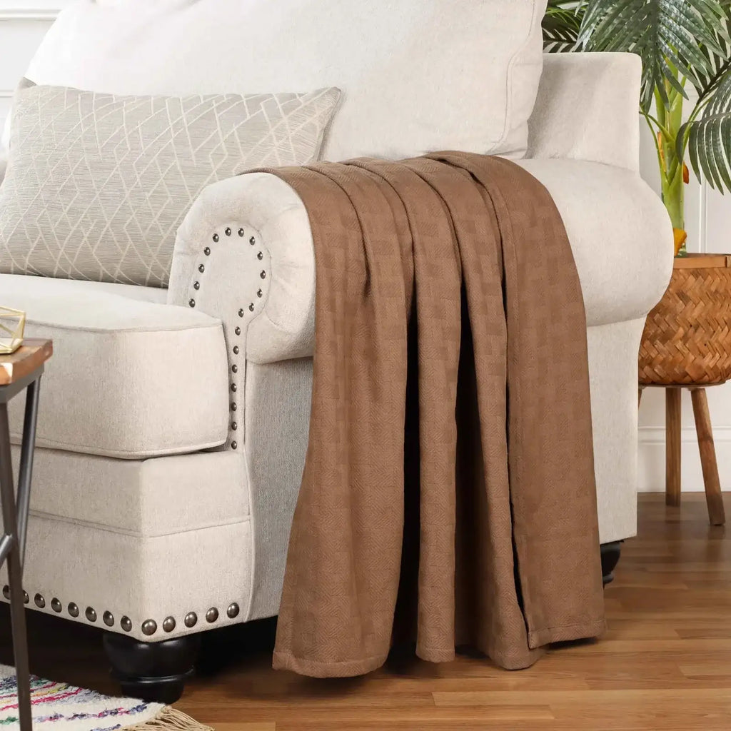 Cotton Thermal Blanket in Soft Basketweave