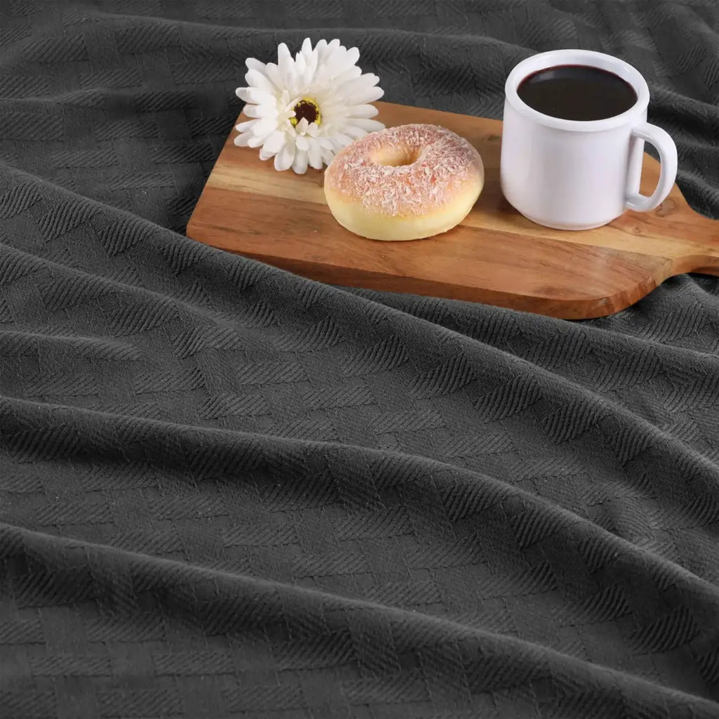 Cotton Thermal Blanket in Soft Basketweave