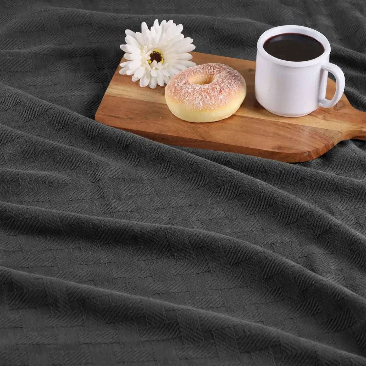 Cotton Thermal Blanket in Soft Basketweave