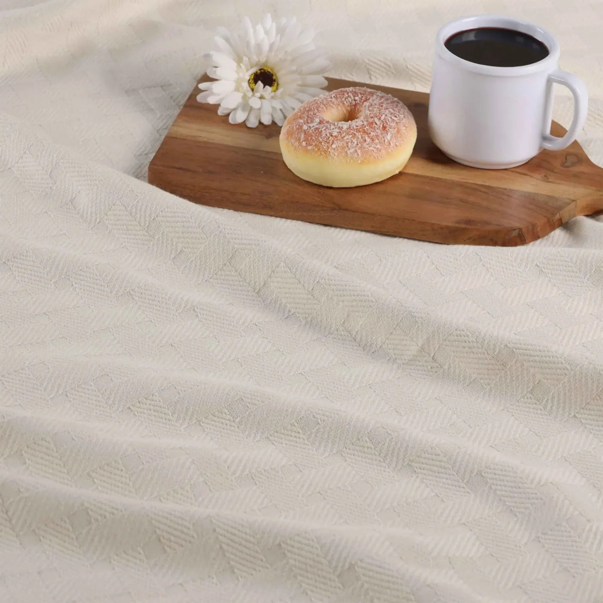 Cotton Thermal Blanket in Soft Basketweave