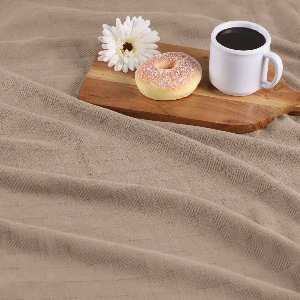 Cotton Thermal Blanket in Soft Basketweave