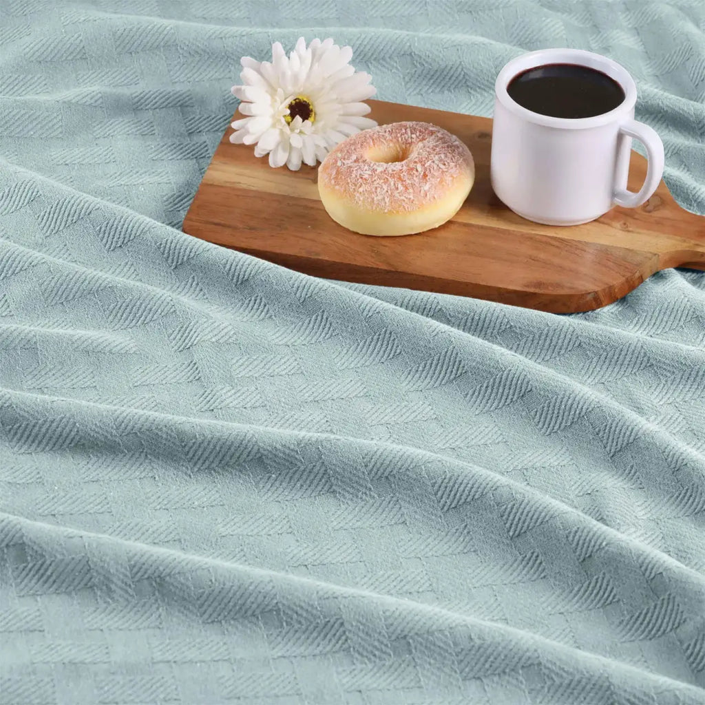 Cotton Thermal Blanket in Soft Basketweave