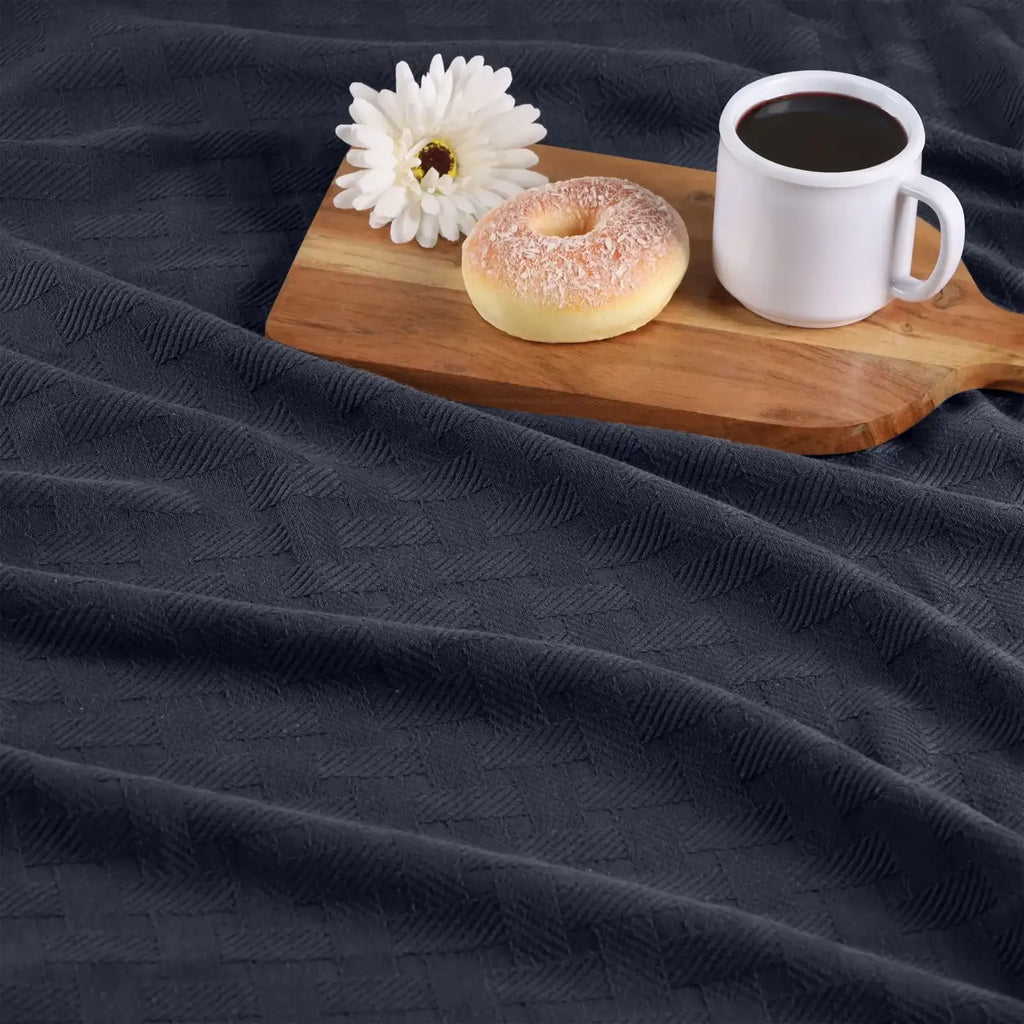 Cotton Thermal Blanket in Soft Basketweave