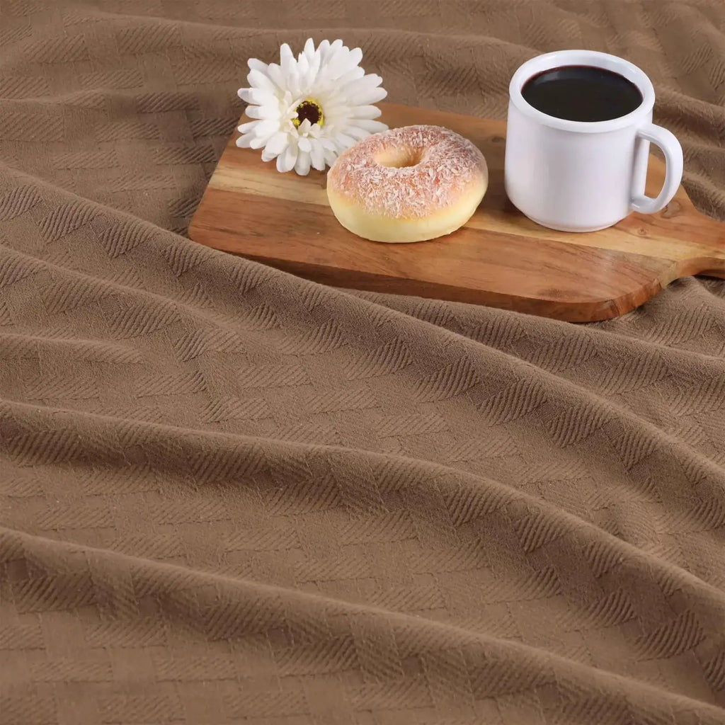 Cotton Thermal Blanket in Soft Basketweave