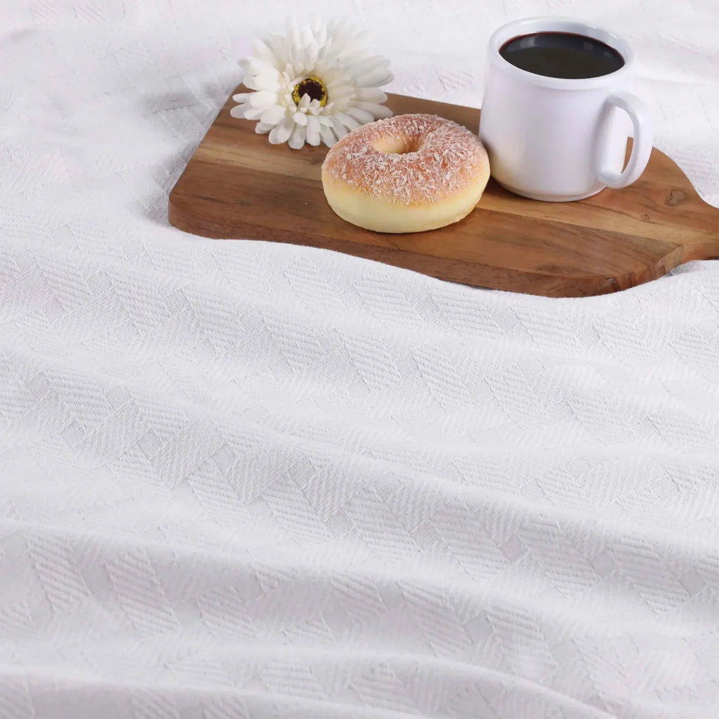 Cotton Thermal Blanket in Soft Basketweave