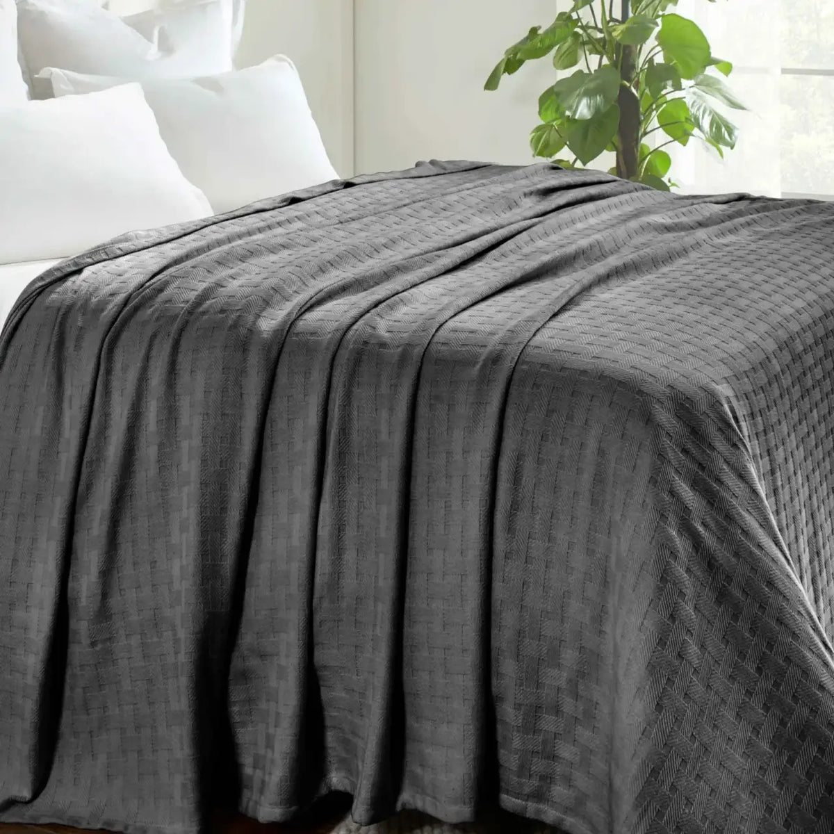Cotton Thermal Blanket in Soft Basketweave