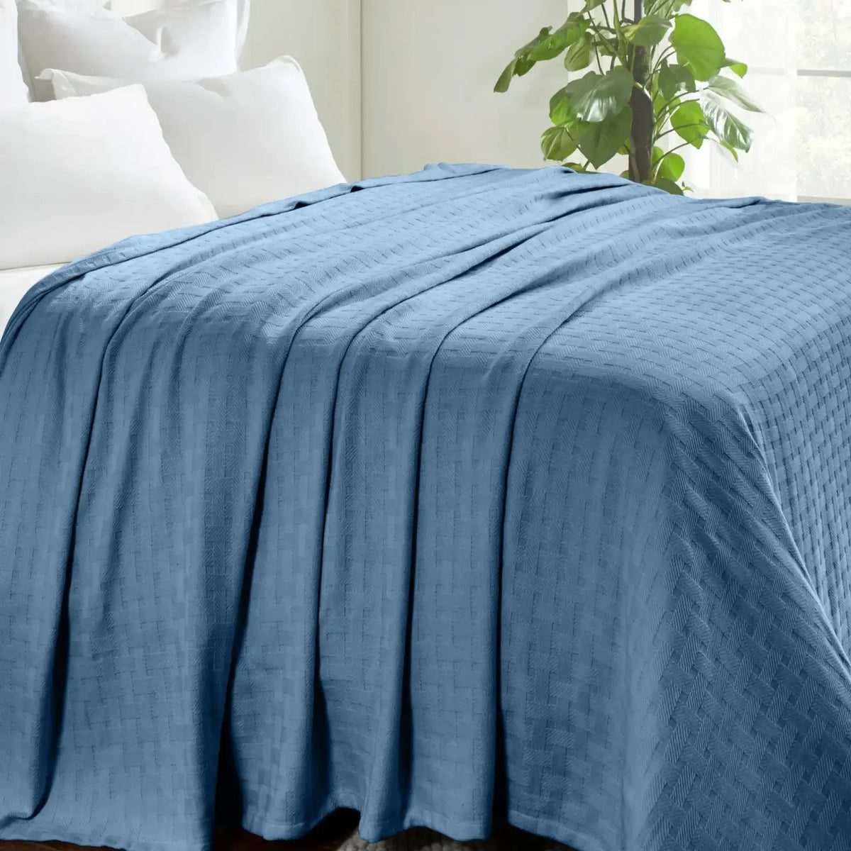 Cotton Thermal Blanket in Soft Basketweave