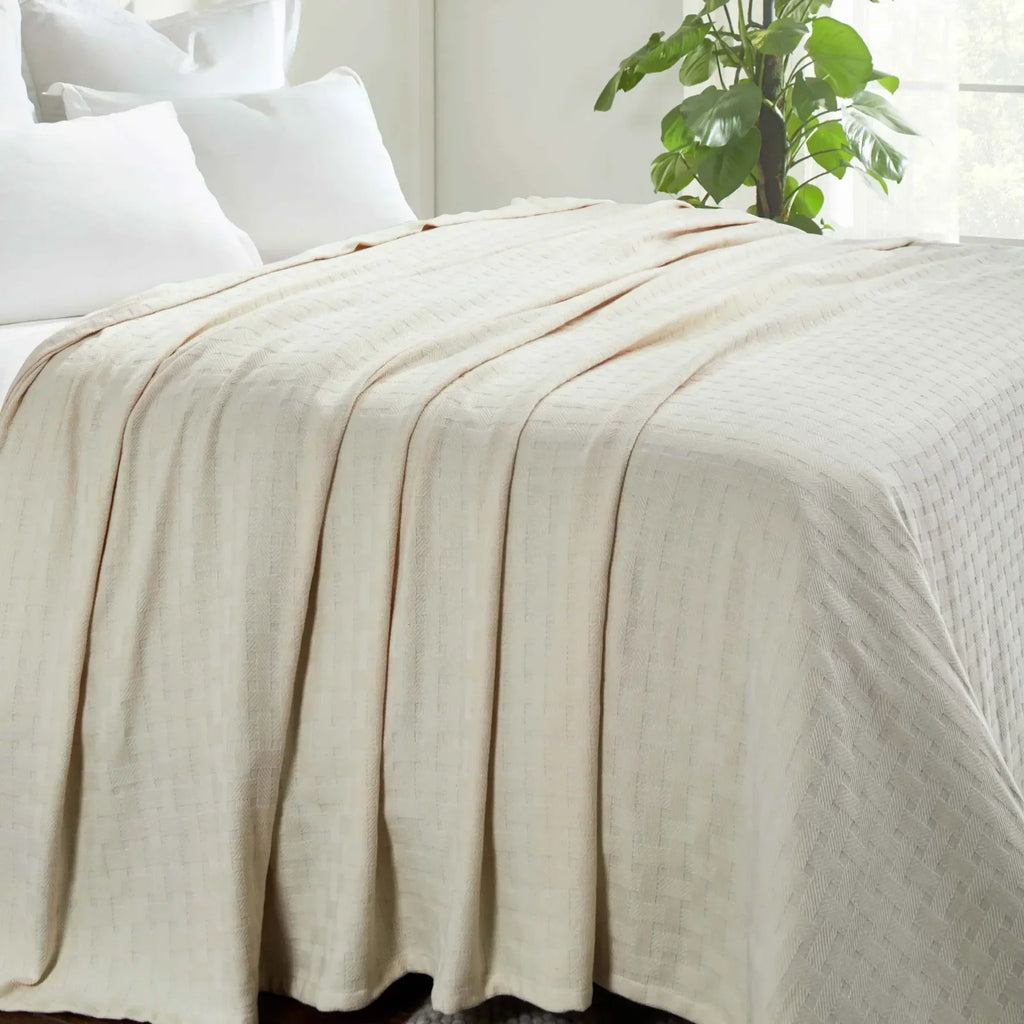 Cotton Thermal Blanket in Soft Basketweave