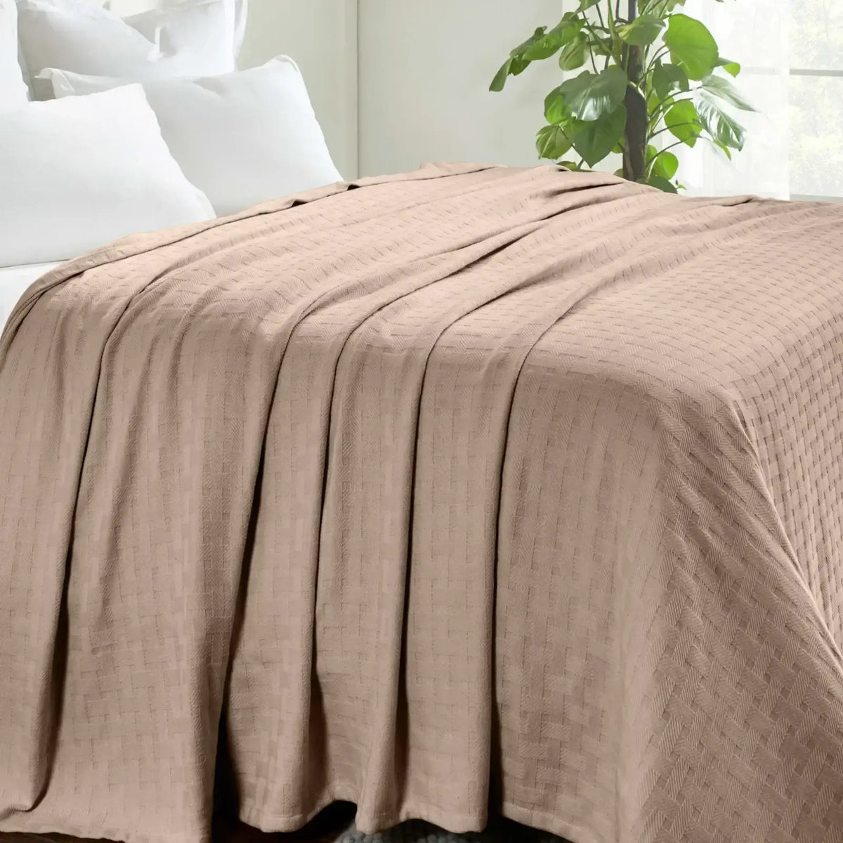 Cotton Thermal Blanket in Soft Basketweave