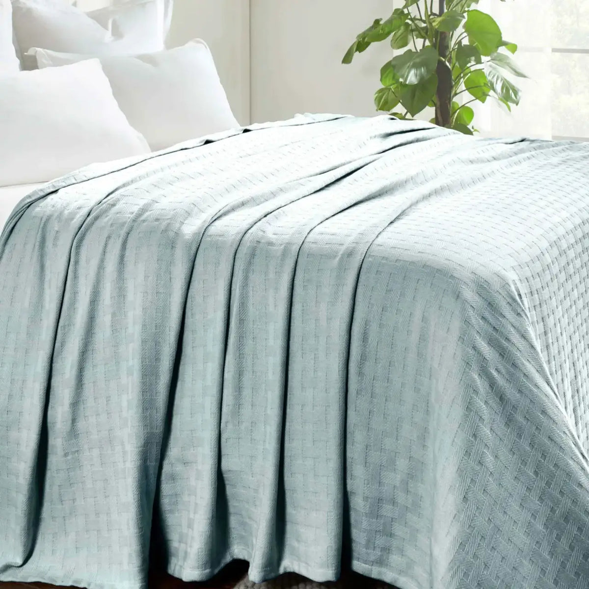 Cotton Thermal Blanket in Soft Basketweave