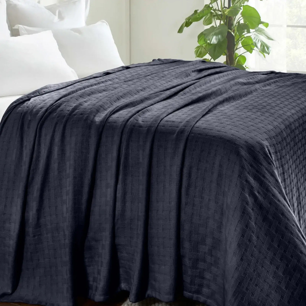 Cotton Thermal Blanket in Soft Basketweave