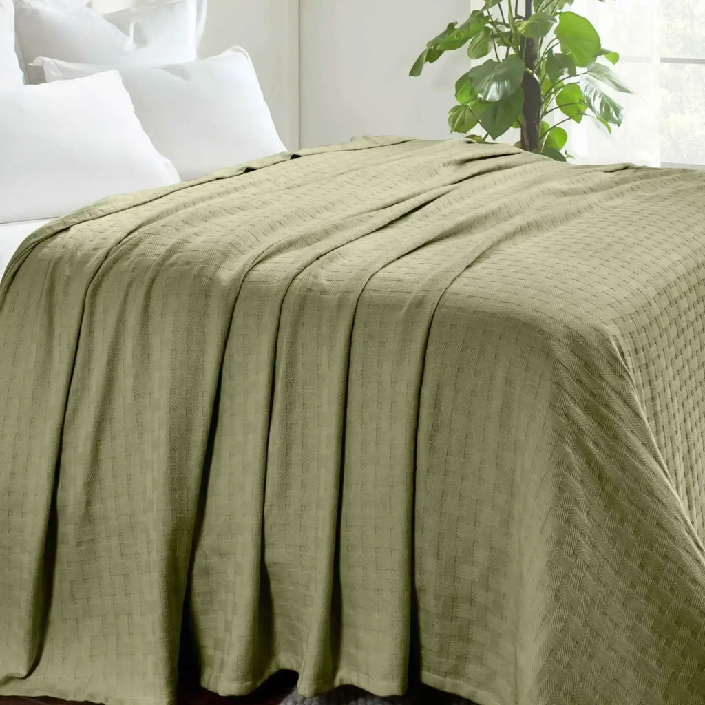 Cotton Thermal Blanket in Soft Basketweave