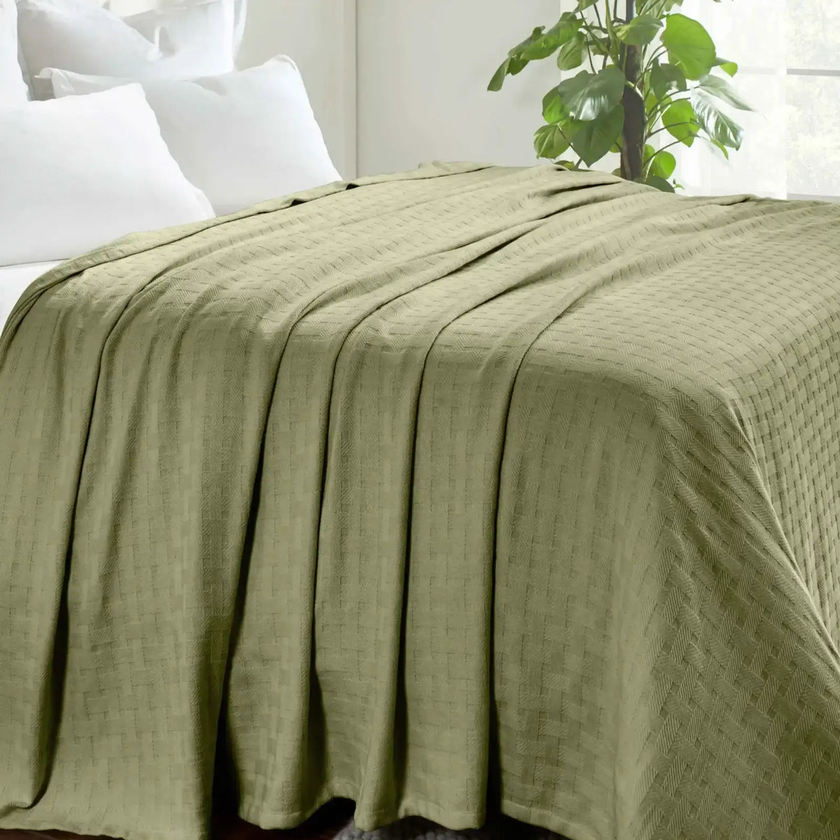 Cotton Thermal Blanket in Soft Basketweave