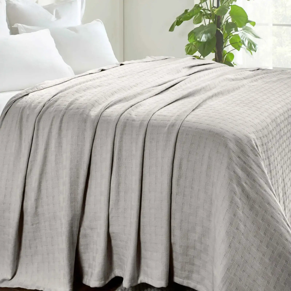 Cotton Thermal Blanket in Soft Basketweave