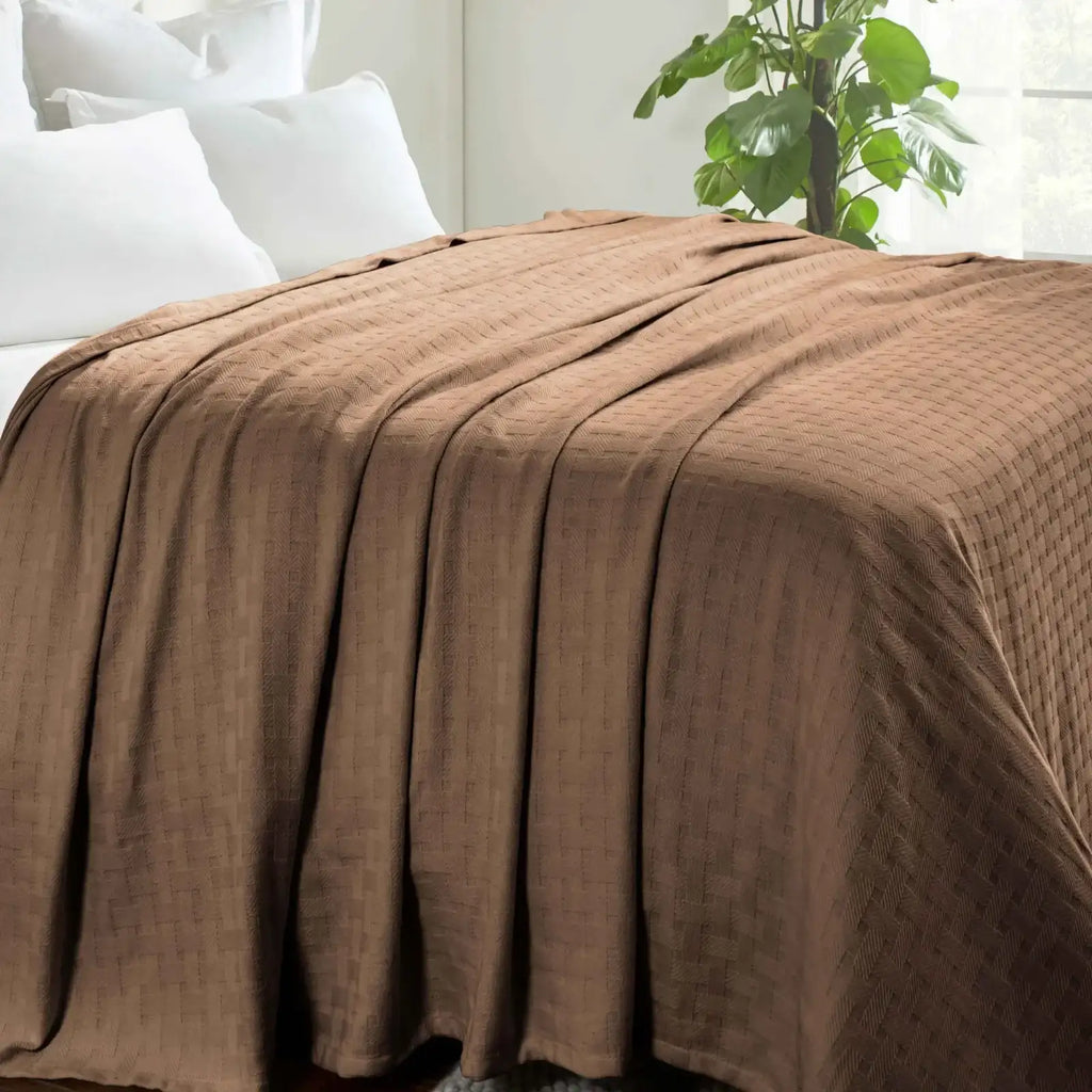 Cotton Thermal Blanket in Soft Basketweave