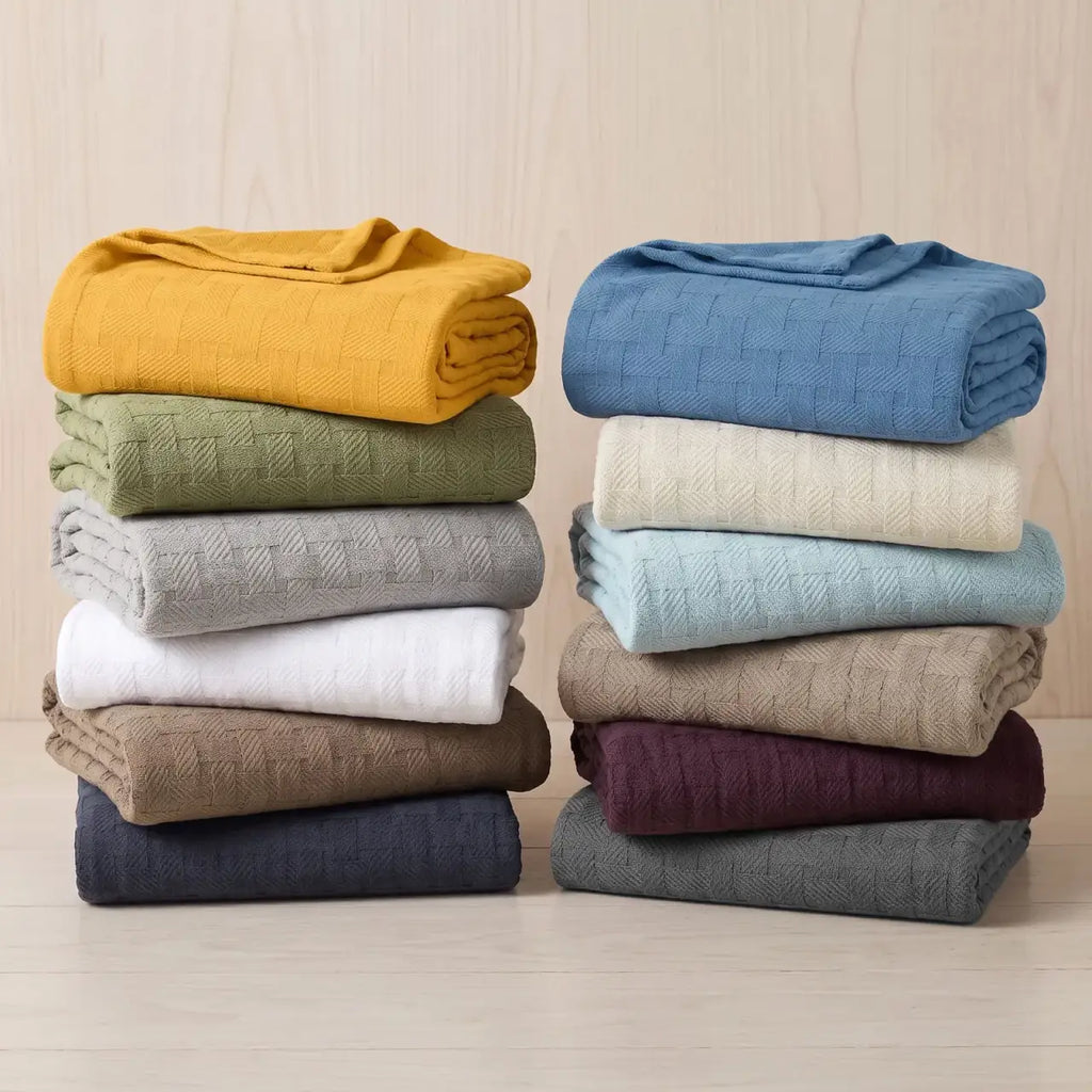 Cotton Thermal Blanket in Soft Basketweave