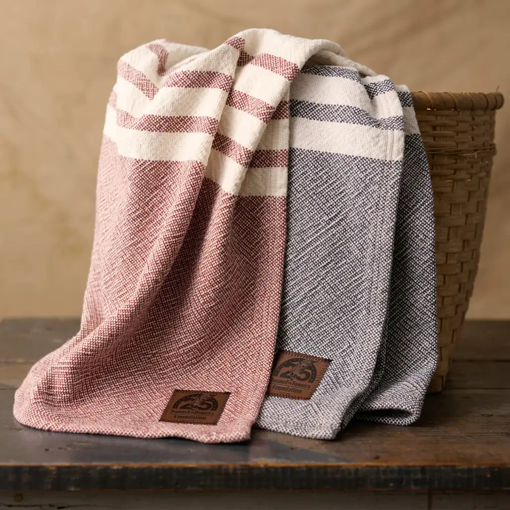Cotton Throw Blanket, 51 x 70 Inch Heirloom Home Blanket in Tunnel to Towers Red or Blue · 100% cotton