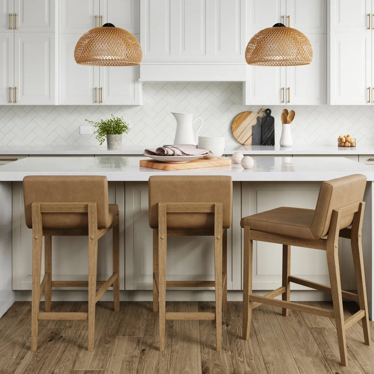 Counter Height Bar Stool in Brushed Light Brown