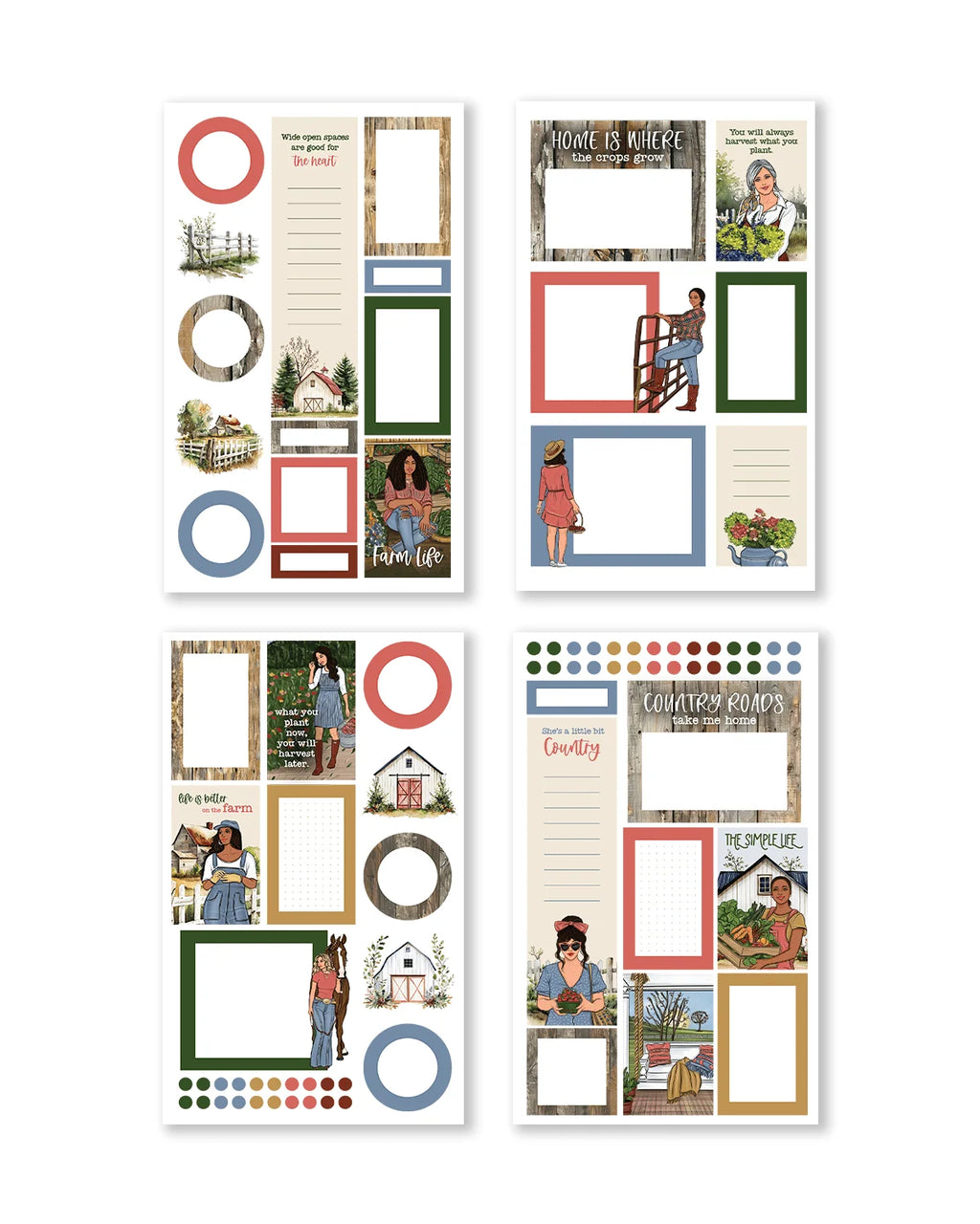 Country Charm Sticker Book with 24 Pages of Rustic Planner and Scrapbook Stickers for Journaling and Creative Projects