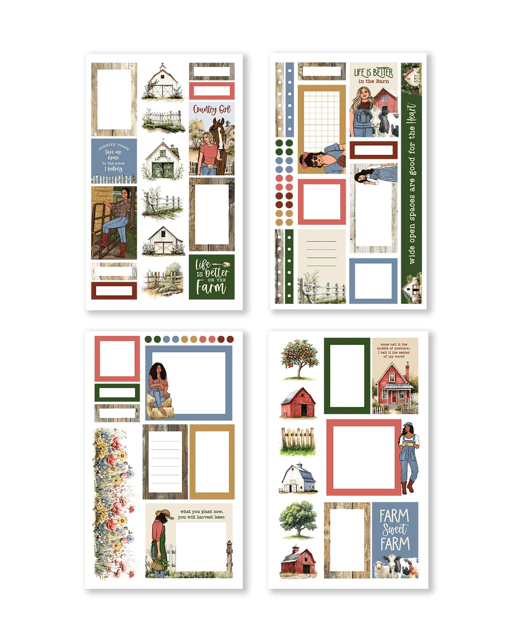Country Charm Sticker Book with 24 Pages of Rustic Planner and Scrapbook Stickers for Journaling and Creative Projects