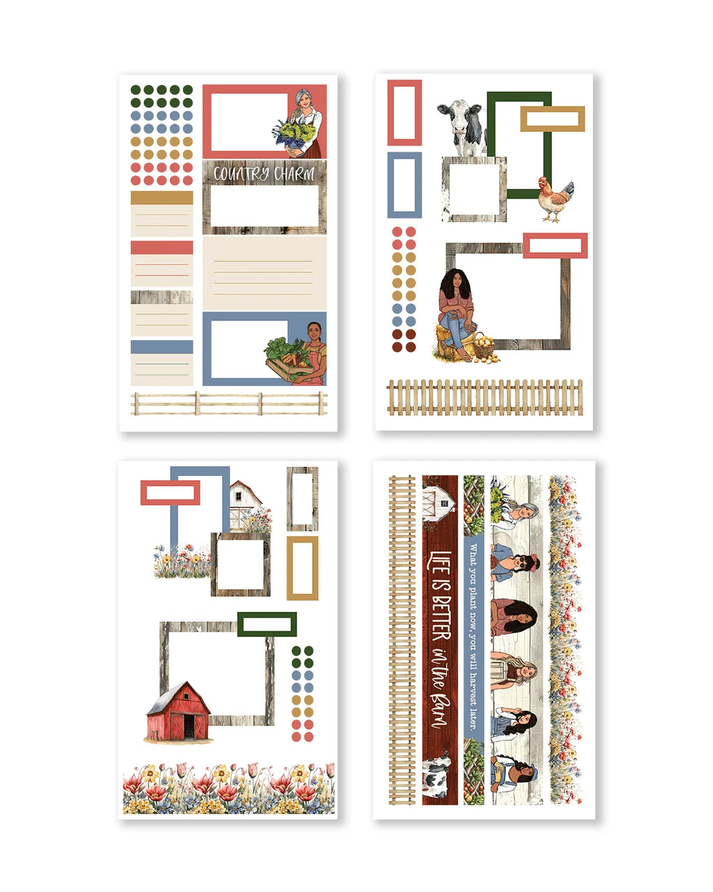 Country Charm Sticker Book with 24 Pages of Rustic Planner and Scrapbook Stickers for Journaling and Creative Projects