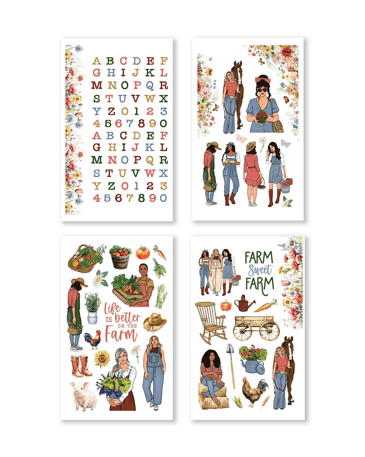 Country Charm Sticker Book with 24 Pages of Rustic Planner and Scrapbook Stickers for Journaling and Creative Projects