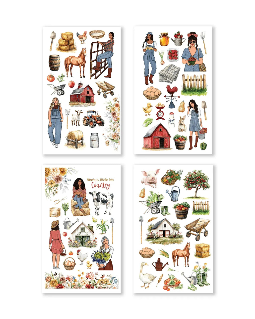 Country Charm Sticker Book with 24 Pages of Rustic Planner and Scrapbook Stickers for Journaling and Creative Projects