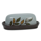 Covered Butter Dish in Rustic Leaves Stoneware